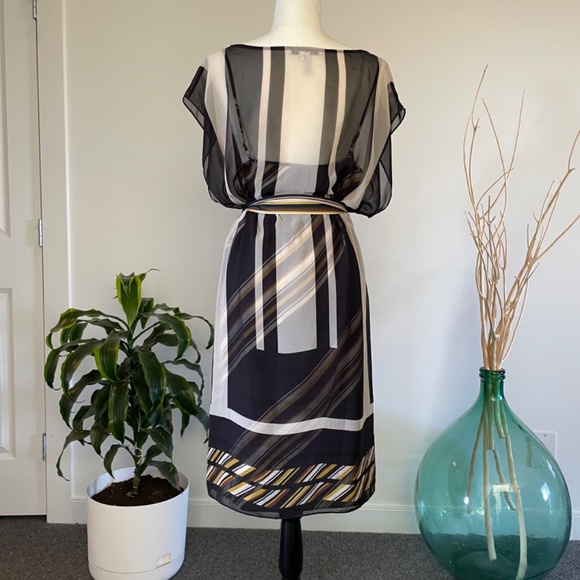 Max and Cleo striped knee length shift dress with tie waist - L - Picture 5 of 14